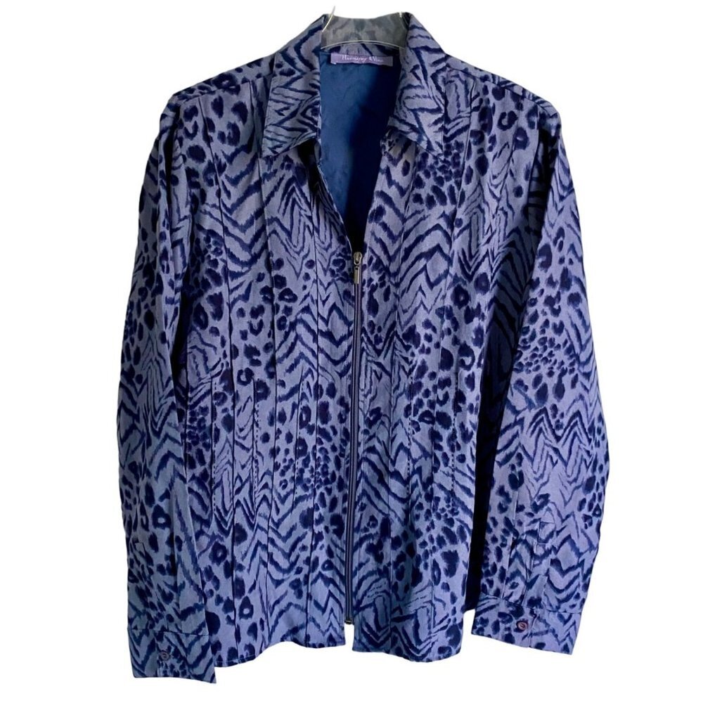 Harmony & Vine Full Zip Purple Print Light Jacket Women's Size XL